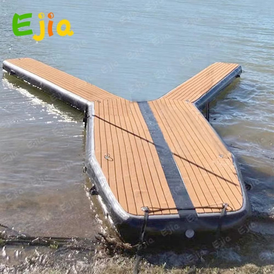 Ejia Aufblasbare Schwimmplattform Jet Ski Dock mit rutschfestem Y-Ponton, Schwarz, Länge: 6 m - Bild 3