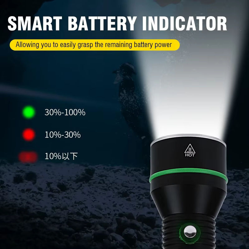 BORUiT S5 LED Unterwasser Taschenlampe mit 2000 Lumen, IPX8 Wasserdicht, Schwarz - Bild 4