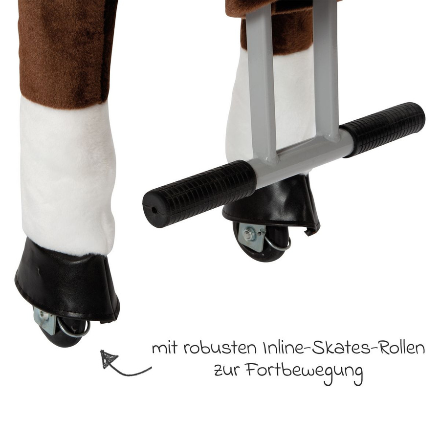 small foot Reitpferd aus Plüsch, mit Inline-Skates-Rollen, inkl. Sattel & Halfter, Braun, ab 5 Jahre - Bild 3