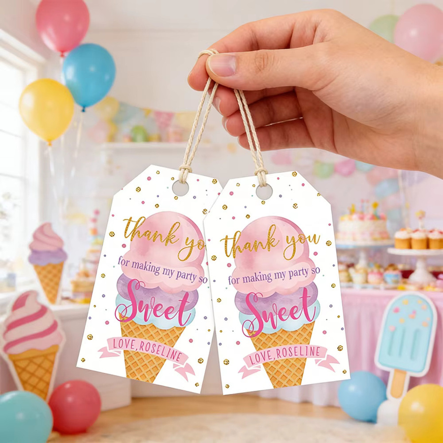 Personalisierter WEIGAO Eiscreme-Hangtag aus Papier in Mehrfarbig für Geburtstagsfeiern und Party-Souvenirs - Bild 2