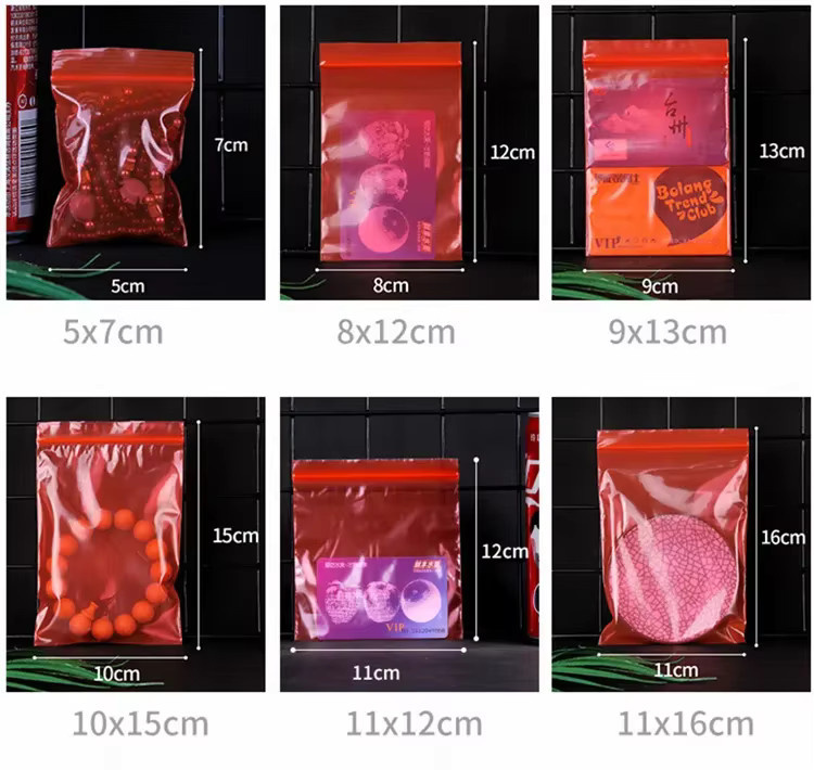 100 Stück leotrusting Ziplock Verpackungstaschen aus rotem PE Kunststoff für Snacks, Süßigkeiten oder Schmuck - Bild 2