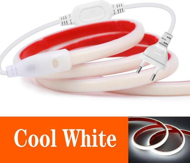 GuangZhouZhenqin LED COB Strip Licht Set in Cool White, Wasserdicht IP67 Silikonschlauchlicht mit EU Strom-Kit, 220V Lineare Beleuchtung, Länge: 5,0 m - Bild 1