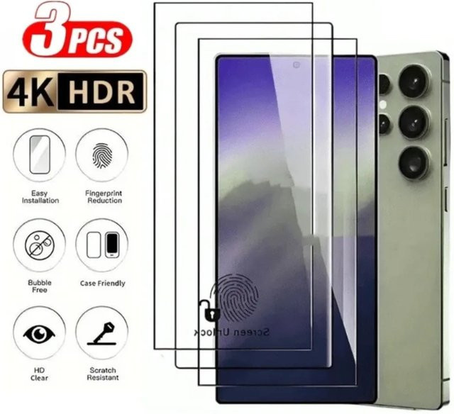 3er-Pack Gehärtetes Glas Displayschutzfolie für Samsung Galaxy S25 S24 Ultra FE S23 S22 S21 FE, Transparent - Bild 1
