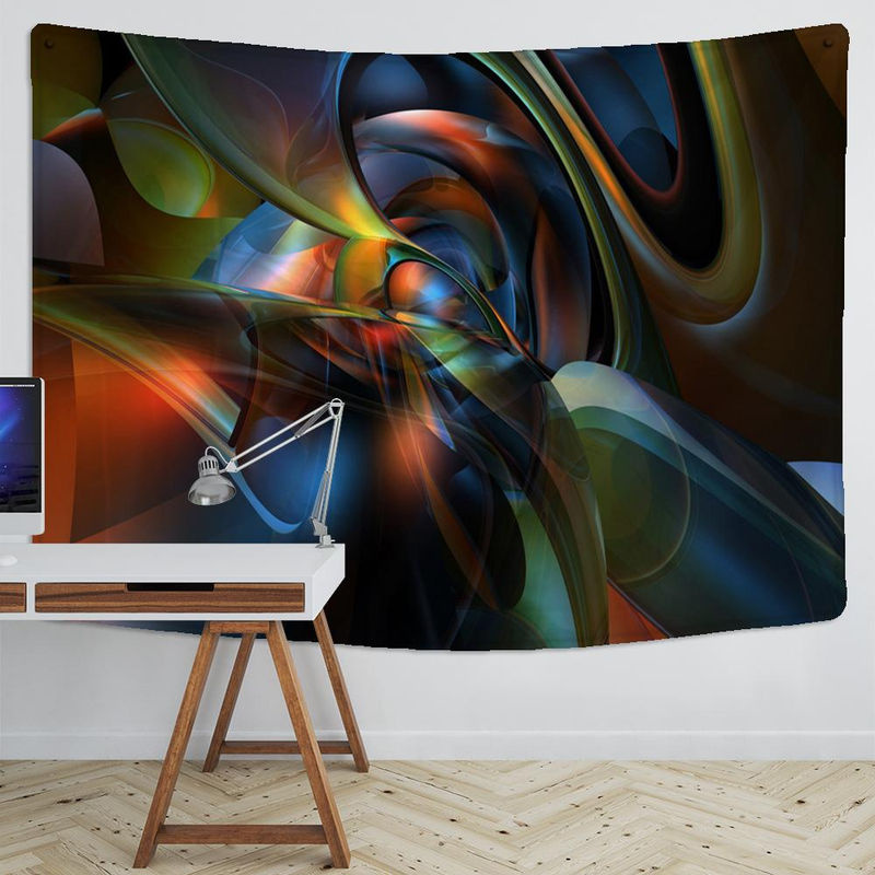 Super Six Wandbehang Dreidimensionaler Raum-Zeit-Tunnel mit geometrischen Linien im Bohemian Stil, mehrfarbig, B: 95 cm, H: 70 cm - Bild 4
