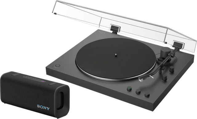 Sony PS-LX3BT Plattenspieler in Schwarz und Sony ULT Field 3 Bluetooth Lautsprecher Set - Bild 1