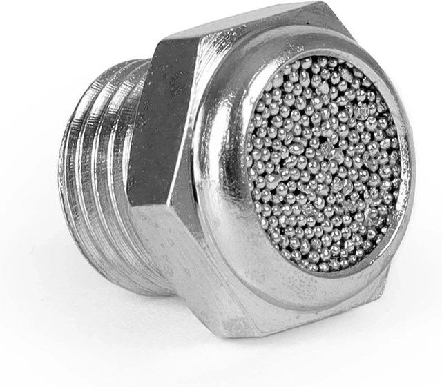 Wiltec Ansauggeräuschdämpfer in Silber für Airbrush Kompressoren AS196, AS196A und AS189 - Bild 1