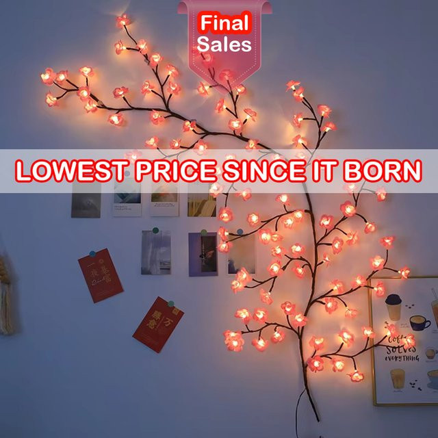RXSFY LED Kirschblüten Zweig Dekoration in Pink mit 96 LEDs und USB-Anschluss, 1,8 m Länge - Bild 1