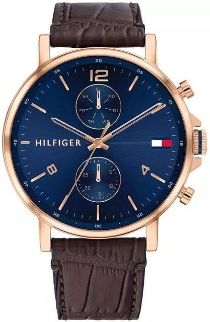 Tommy Hilfiger Herrenuhr, Quarz, Edelstahl, Roségold, Leder, Blau, 44 mm - Bild 1
