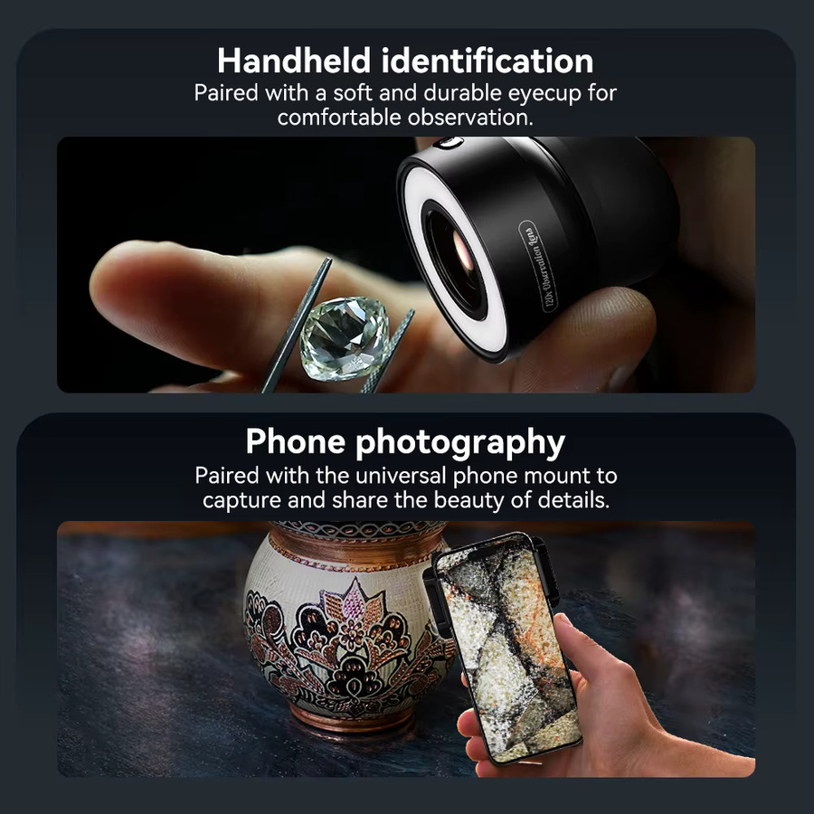 APEXEL Tragbare Handy-Mikroskoplinse 120X mit LED-Beleuchtung und Augenmuschel in Schwarz für iPhone und Android-Smartphones - Bild 4
