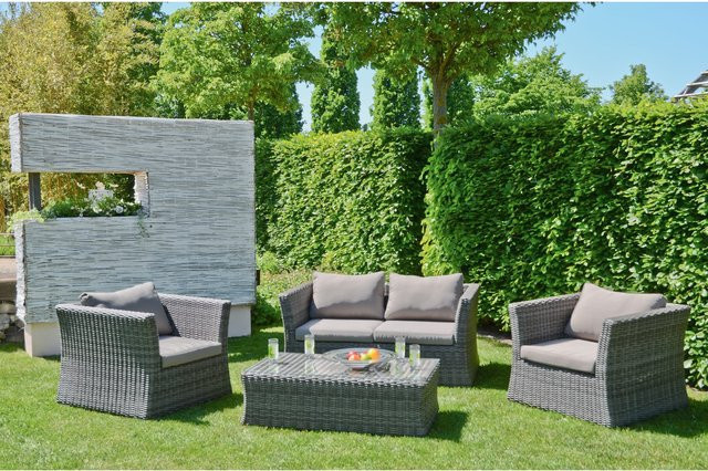 Garden Pleasure Loungegruppe Avila 4-tlg. in Grau und Beige aus Aluminium und Kunststoffgeflecht - Bild 2