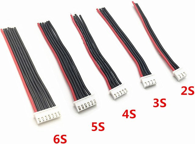 DPFHL JST-XH Balancer Stecker Kabel Set mit 2S bis 6S LiPo Akku Anschluss, 22AWG Silikon Draht, Weiß, 100 mm Länge - Bild 1