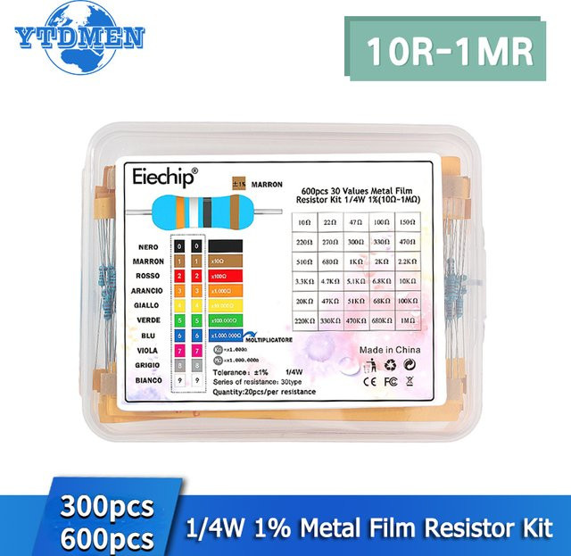 YTDMEN Widerstand Set mit 30 Arten Metallfilm-Widerständen 1/4W 1% in Multicolor mit Aufbewahrungsbox - Bild 1