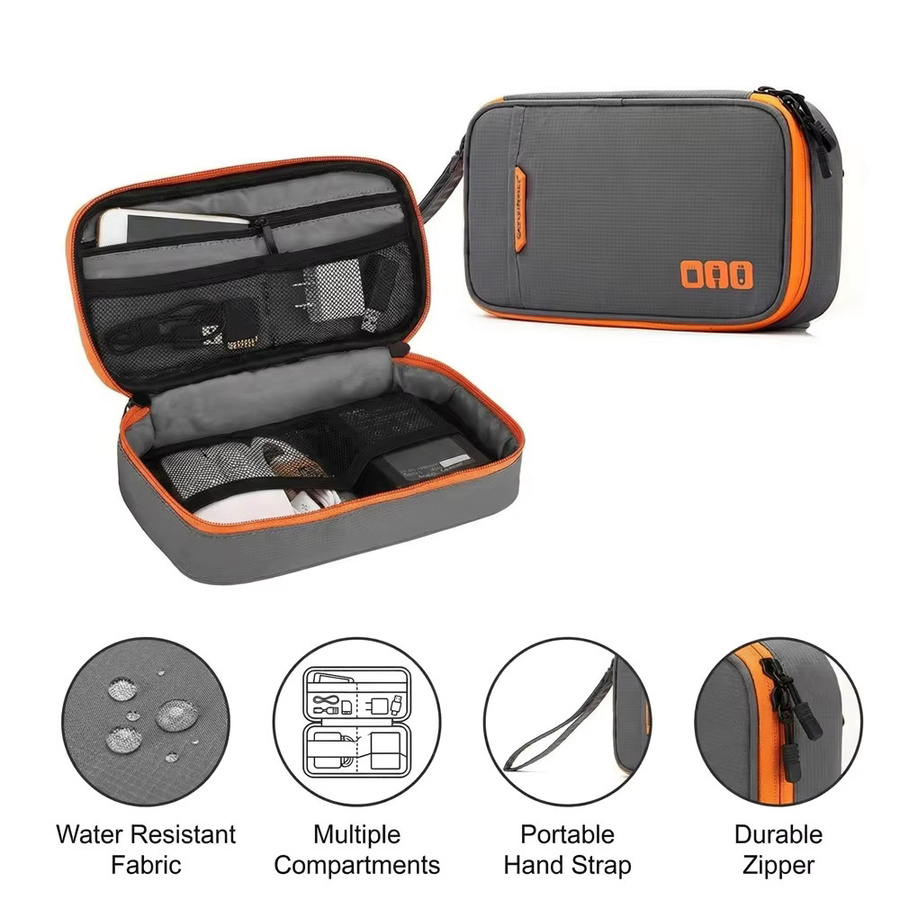 ValueWin Tragbare Elektronik-Organizer-Tasche in Grau mit USB-A und USB-C Anschlüssen zur Kabelaufbewahrung für Gadgets und Ladegeräte - Bild 2
