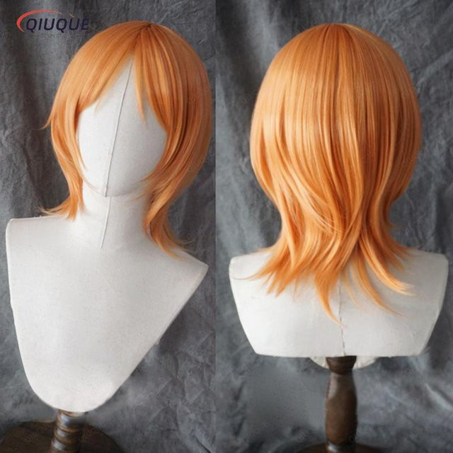 Nami Cosplay Perücke, 75 cm, lang, lockig, wellig, orange, Damen - Bild 1