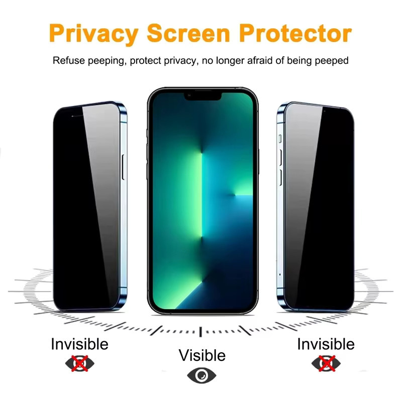 3er Set Anti-Spionage Displayschutzfolien mit 3 Glitzer-Objektivabdeckungen für Apple iPhone 11 bis iPhone 17 Pro Max in Schwarz und Silber - Bild 4