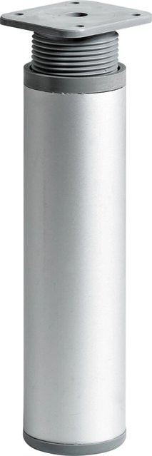 Hettich Möbelfuß Rund in Aluminium-Optik Silber Matt, Höhe: 150 - 165 mm, Durchmesser: 40 mm - Bild 1