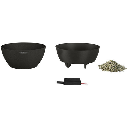 LECHUZA Pflanzgefäß Cubeto Tabletop rund, Farbe: Graphit Schwarz, Durchmesser: 29,8 cm, Höhe: 13,5 cm - Bild 2