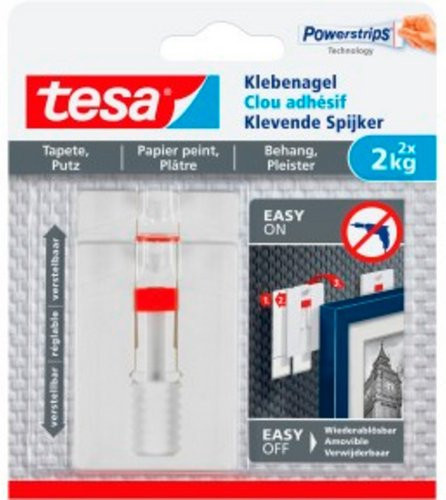 tesa Klebenagel für Tapeten und Putz, höhenverstellbar, weiß - Bild 1