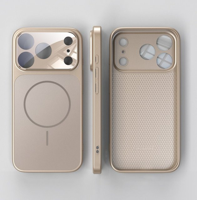 Luxuriöse Nano-Mattglas Handyhülle mit MagSafe für iPhone 11 12 13 14 15 16 Pro Max 17 Air in Orange und Gold - Bild 1