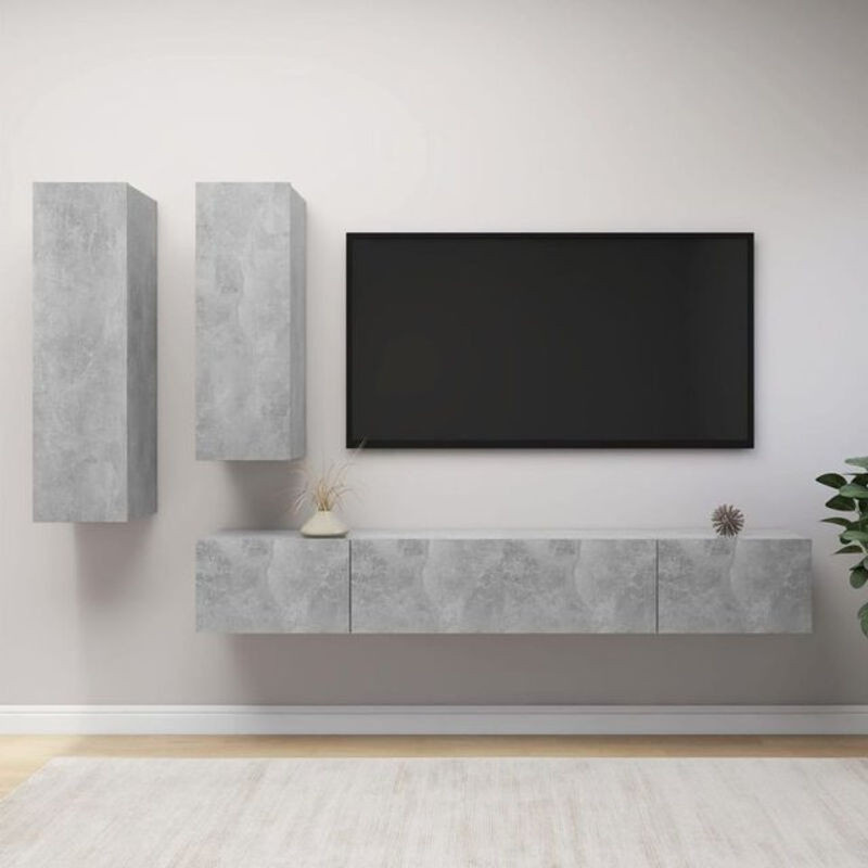 Vidaxl 4-teiliges TV-Schrank-Set Modern in Grau aus Holzwerkstoff - Bild 1