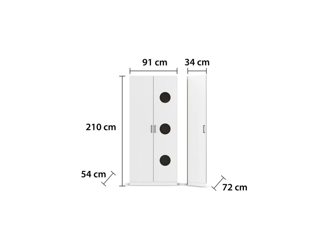 RAUCH BLUE Allrounder Wäscheschrank Grundelement mit 2 Türen und Ausgleichstüre, Alpinweiß, B/T/H: 100,0 x 54,0 x 210,0 cm - Bild 2