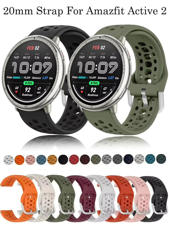 Amazfit Uhrenarmband Silikon, 20 mm, Schwarz, Unisex - Bild 5