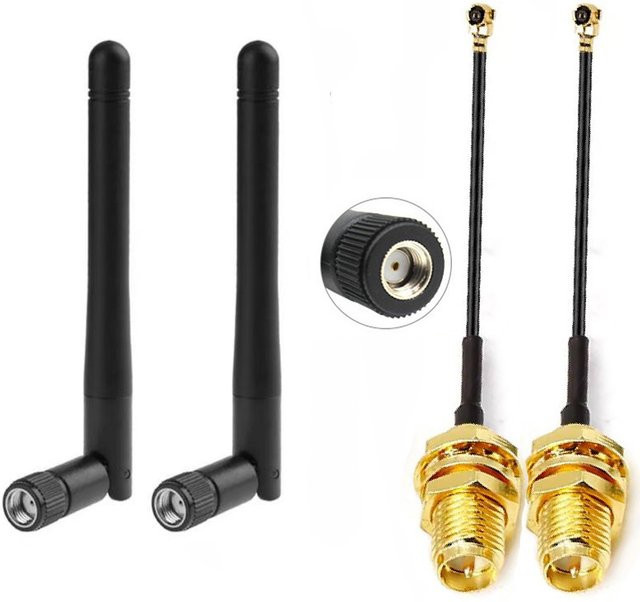 Intel WLAN-Antenne mit SMA-Stecker auf IPEX-1 Koaxialkabel für M.2 NGFF WiFi-Adapter in Schwarz - Bild 1