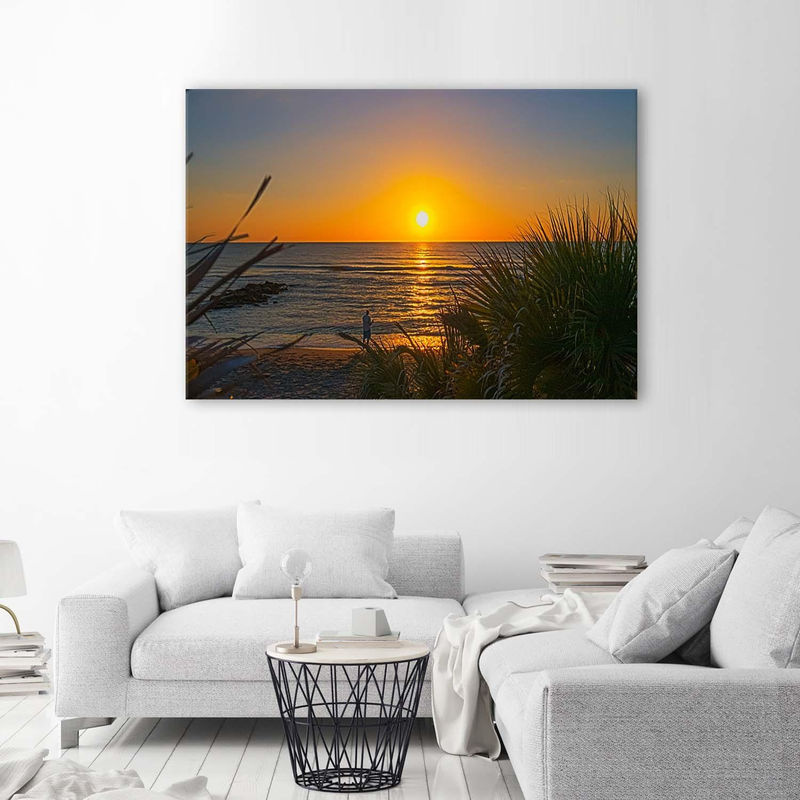 Feeby Leinwanddruck Sonnenuntergangslandschaft in Gelb und Orange, B: 60 cm, H: 40 cm - Bild 3