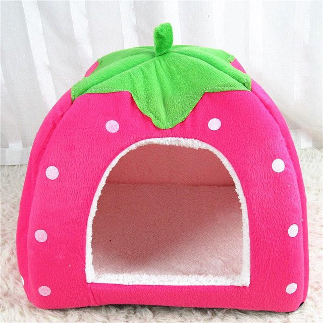 Pet Products My Hundehütte und Katzenhütte Erdbeernest Zelt in Pink mit Punktmuster - Bild 1