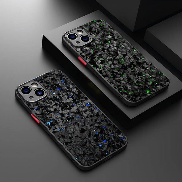 Potdemiel Kohlefaser Schutzhülle für iPhone 11 12 13 14 Pro Max Mini Plus X XR XS durchscheinend matt Schwarz - Bild 1