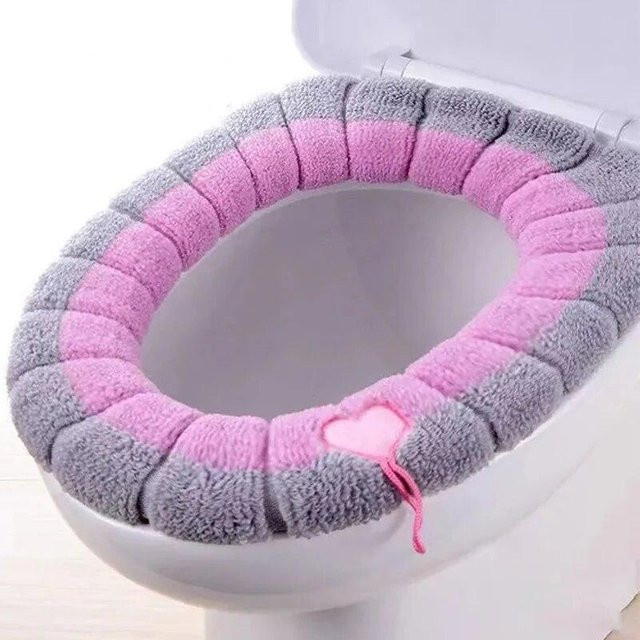 Waschbare gestrickte Toilettenmatte in Pink mit Frostschutz-Funktion für O-Typ Toiletten von Yiran bag - Bild 1