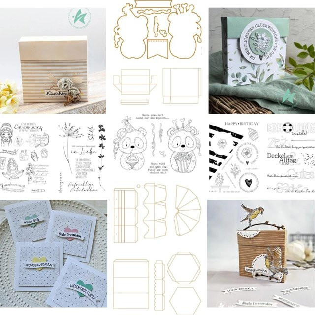 Slimline Essentials Happy Birthday Wimpelkette Metall-Stanzform für Scrapbooking und DIY Handarbeit in Silber - Bild 1