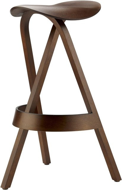 Thonet 404 H Barhocker aus gebeizter Eiche in Braun mit Armlehnen - Bild 1