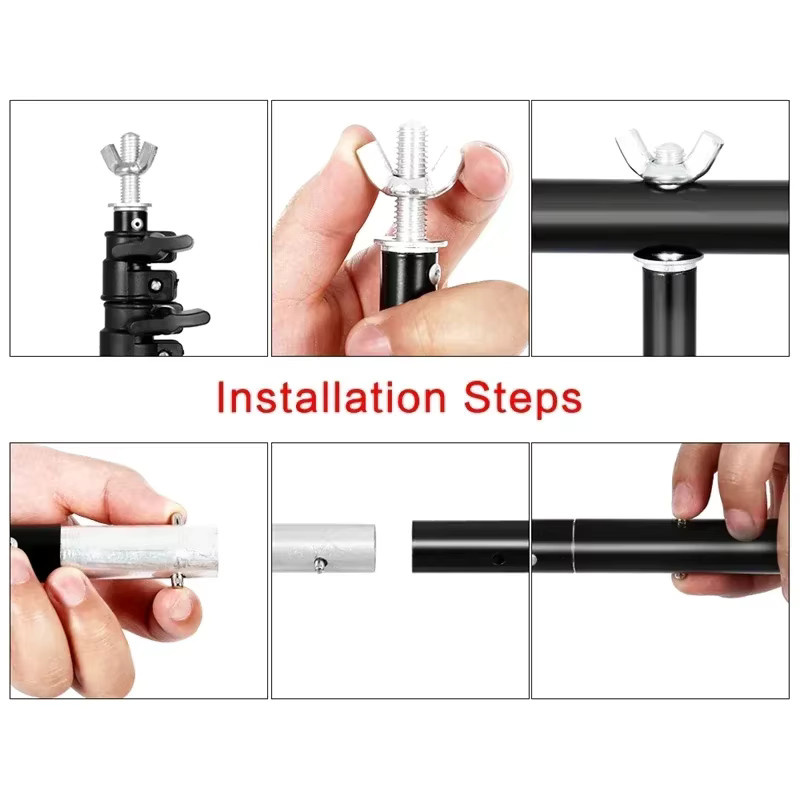 SH Photography T-förmiges Hintergrundständer-System-Kit für Fotostudio, Video und Chroma-Key in Schwarz - Bild 2