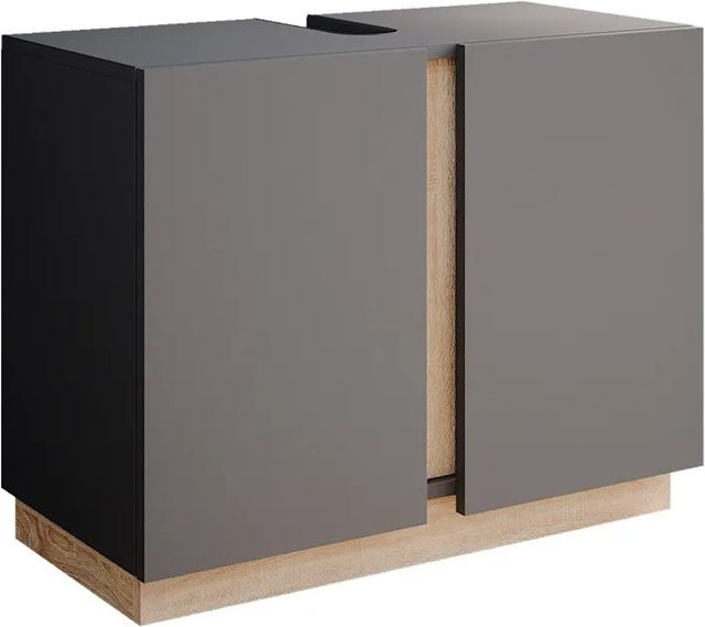 Vicco Waschbeckenunterschrank Gloria in Anthrazit und Beige mit 2 Türen, B/T/H: 70,4 x 55,5 x 34,6 cm - Bild 1