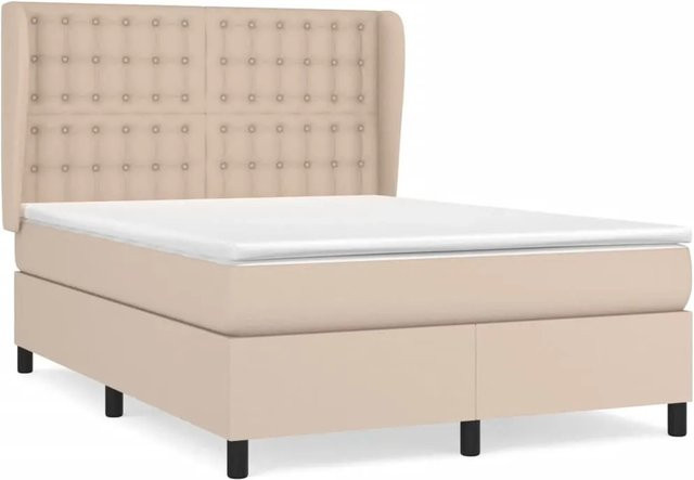 vidaXL Boxspringbett Hybrid mit Taschenfederkern in Cappuccino-Braun, B/T/H: 140 x 190 x 47 cm - Bild 1