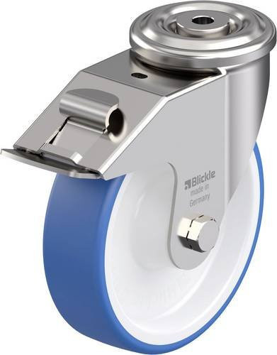 Blickle LEXR-POTHS 160XR-FI Edelstahl-Lenkrolle in Blau und Weiß mit 160 mm Rad-Durchmesser und 300 kg Tragfähigkeit - Bild 1
