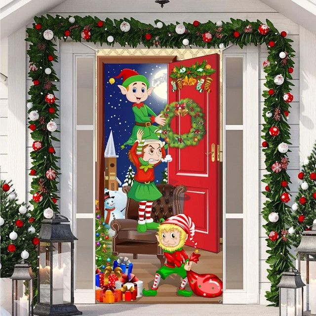 VIKAMA Weihnachts Türvorhang als festliche Wanddekoration für Haus und Garten - Bild 1