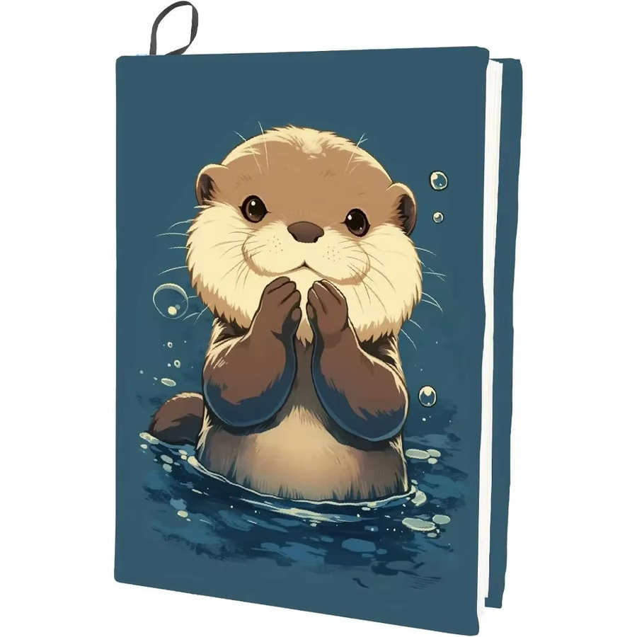 Waschbarer und wiederverwendbarer Buchumschlag mit Cartoon-Muster in Blau, elastische Buchhülle für Notizbücher bis 22,9 x 27,9 cm - Bild 4