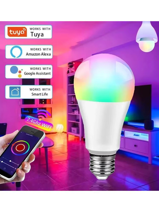 Tuya Smart WiFi E27 LED Glühbirne RGBCW dimmbar mit App-Steuerung, kompatibel mit Alexa und Google Home, Multicolour - Bild 7