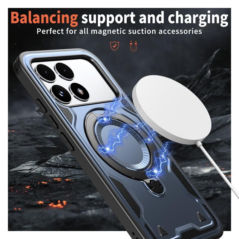Xiaomi POCO F8 Pro Hülle mit militärischem Fallschutz und verstellbarem Ring Rückenständer aus Hartem PC und TPU - Bild 3