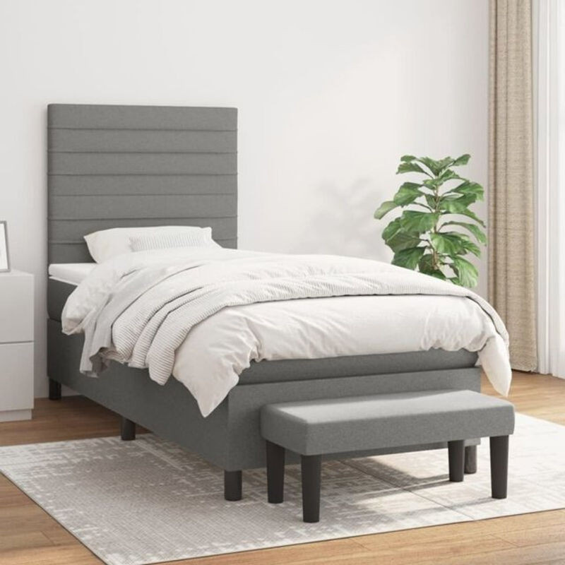 Vidaxl Boxspringbett mit Matratze aus Stoff in Anthrazit und Grau, B/T/H: 200 x 100 x 100 cm - Bild 1