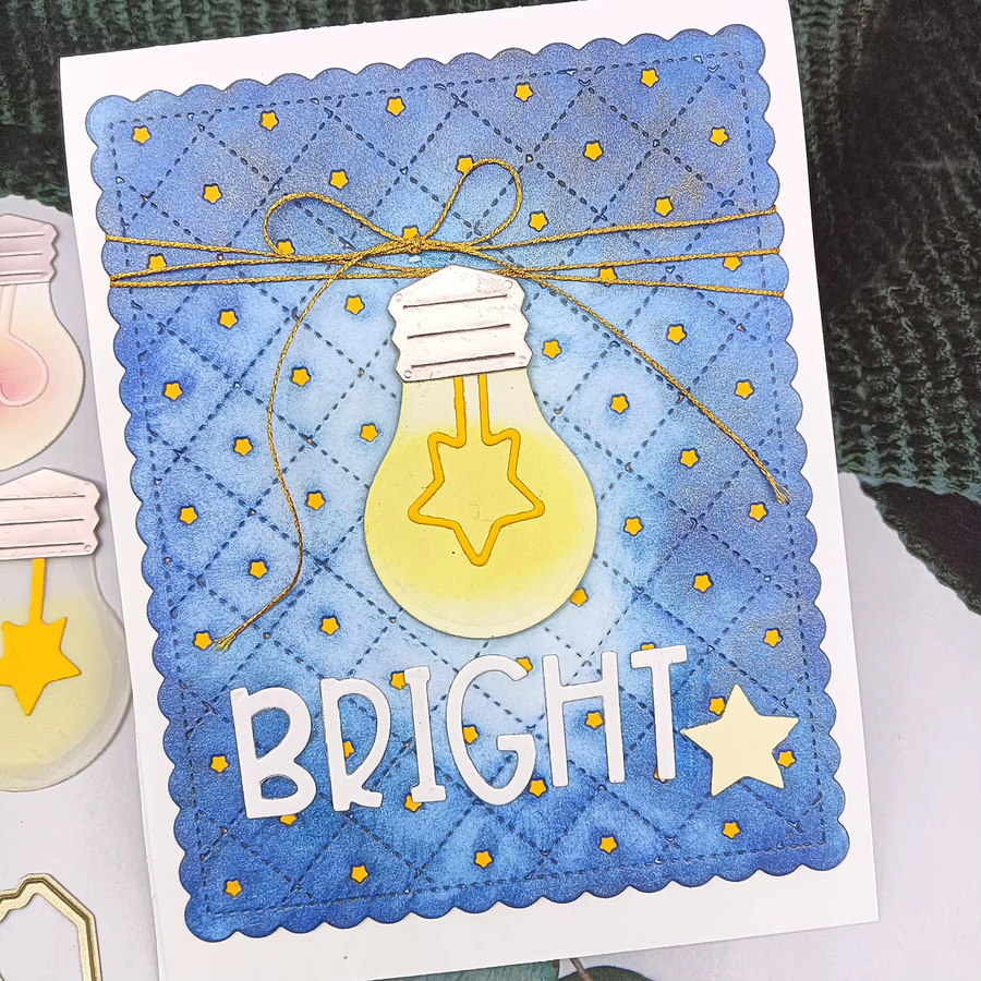 Alinacutle Metall-Stanzform Helle Glühbirne in Gold für Scrapbooking und DIY-Grußkarten - Bild 4