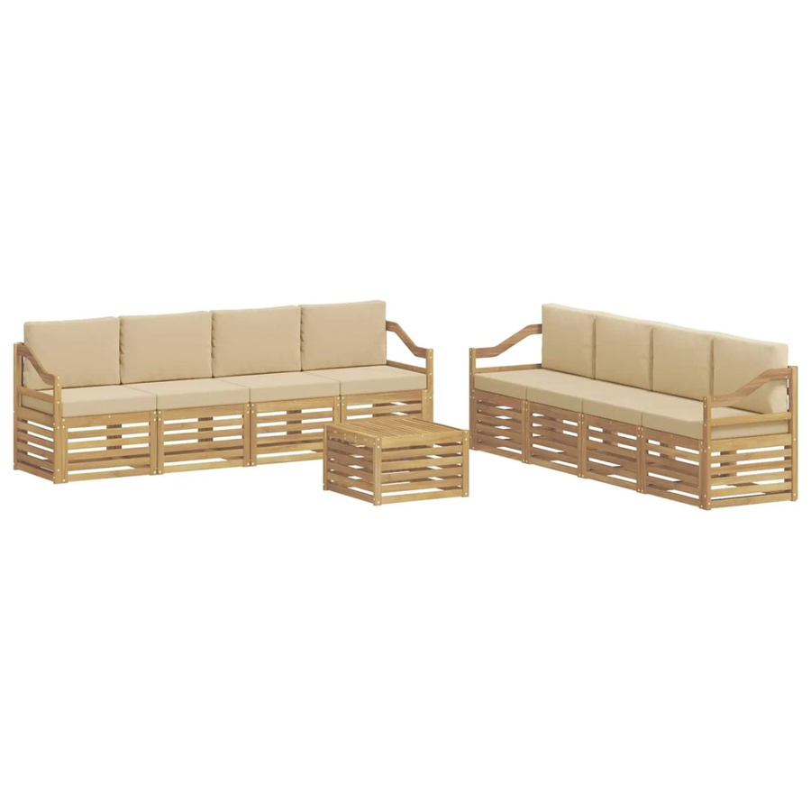 vidaXL Sofagarnitur aus Massivholz Akazie in Beige mit Latten-Design und Armlehnen - Bild 2