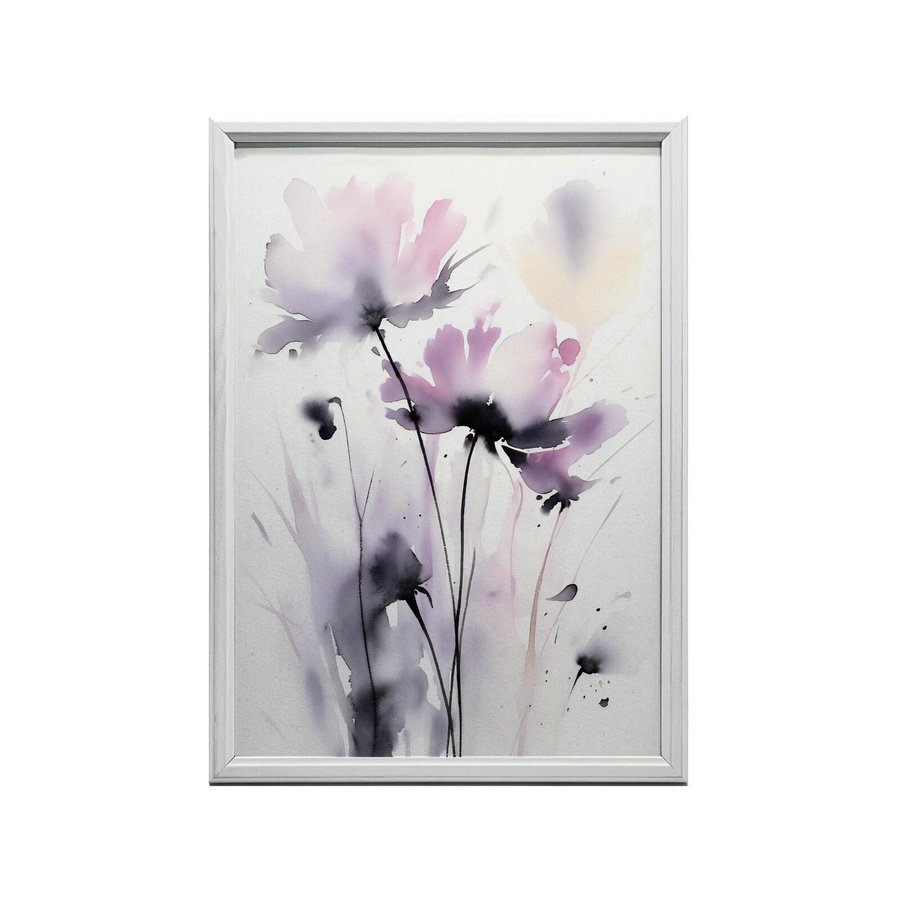 Wandbild Zarte Aquarellblumen von Marcin Zbijowski mit goldenem Aluminiumrahmen, B/H: 50 x 70 cm - Bild 2