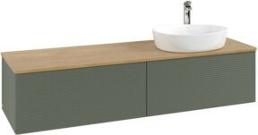 V&B Waschtischunterschrank Antao mit Frontstruktur in Eiche lackiert, Breite: 160 cm, Tiefe: 50 cm - Bild 1