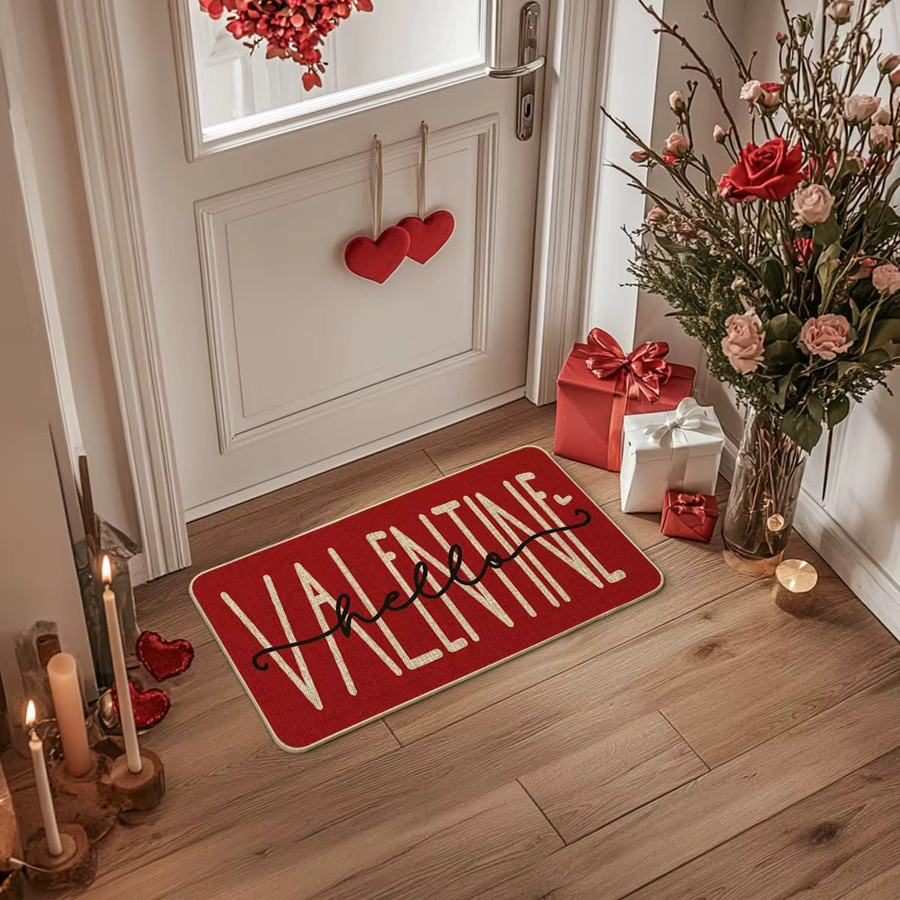 VIKAMA Hello Valentine Fußmatte in Rot für Innen und Außen, B/T: 60 x 40 cm - Bild 3