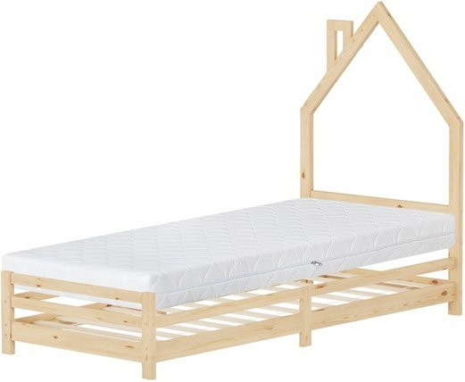 ML-Design Kinderbett Haus aus Kiefernholz mit Matratze in Beige, B/T/H: 90 x 200 x 206 cm - Bild 1