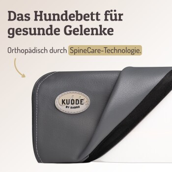 SABRO Hundebett KUDDE aus Kunstleder in Grau mit abnehmbarem Bezug und orthopädischem Schaumstoff, B/T/H: 150 x 117 cm - Bild 2
