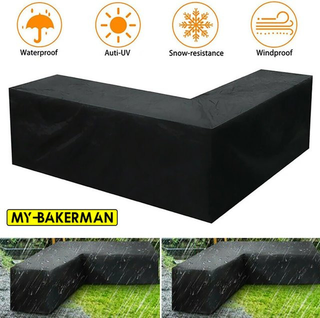 MY·BAKERMAN Wasserdichte Eckmöbelabdeckung in L-Form für Ecksofas, Schwarz - Bild 1